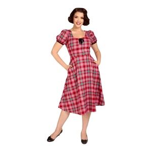 Collectif Clothing BNWT Leanne Winterberry Check Swing Dress – 2XL